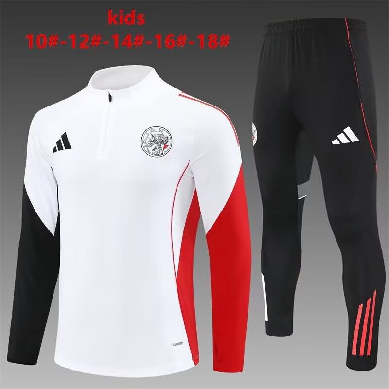Kids - Thailand Quality(AAA) 25/26 Ajax White Soccer Tracksuit