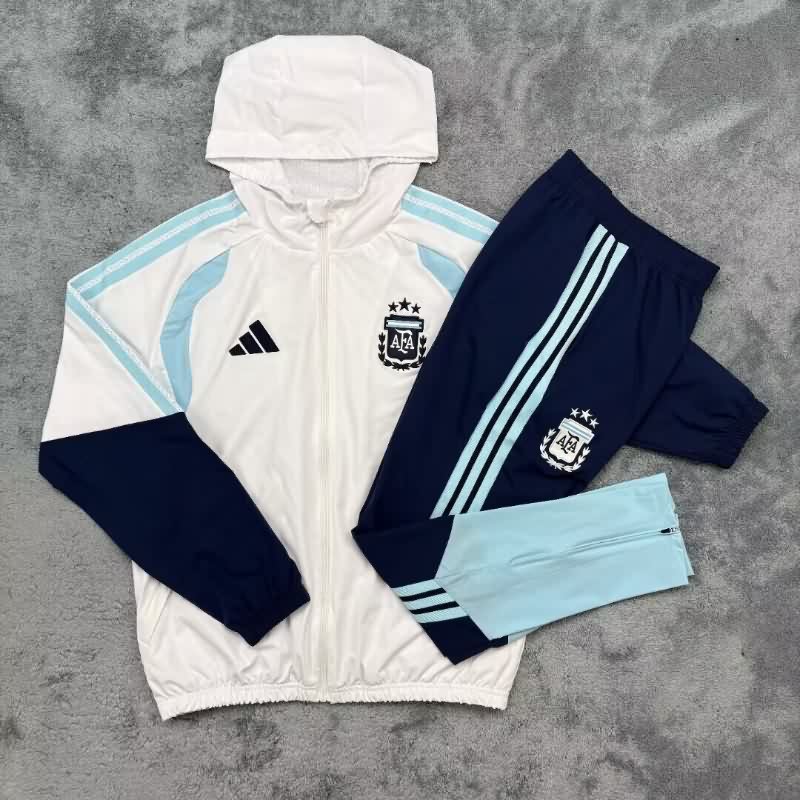 Thailand Quality(AAA) 2026 Argentina White Soccer Tracksuit 02