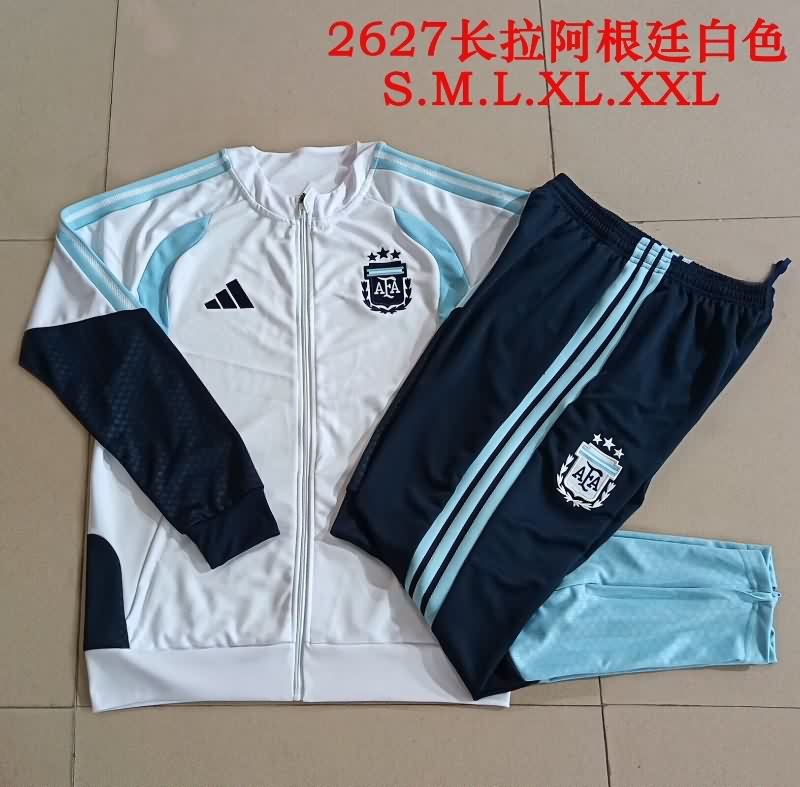 Thailand Quality(AAA) 2026 Argentina White Soccer Tracksuit 03