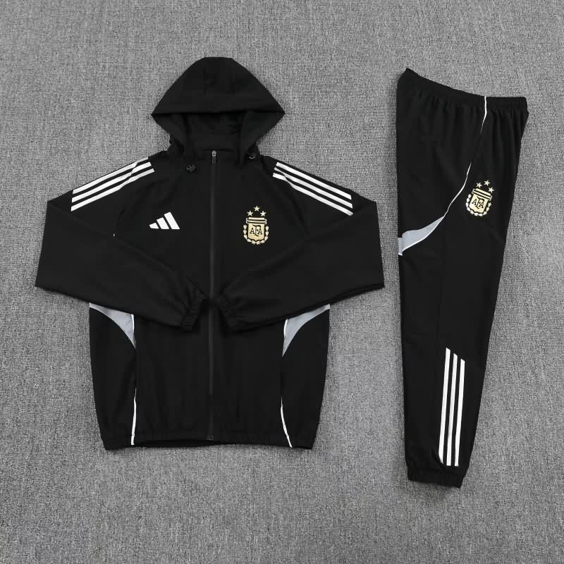 Thailand Quality(AAA) 2025 Argentina Black Soccer Tracksuit 03