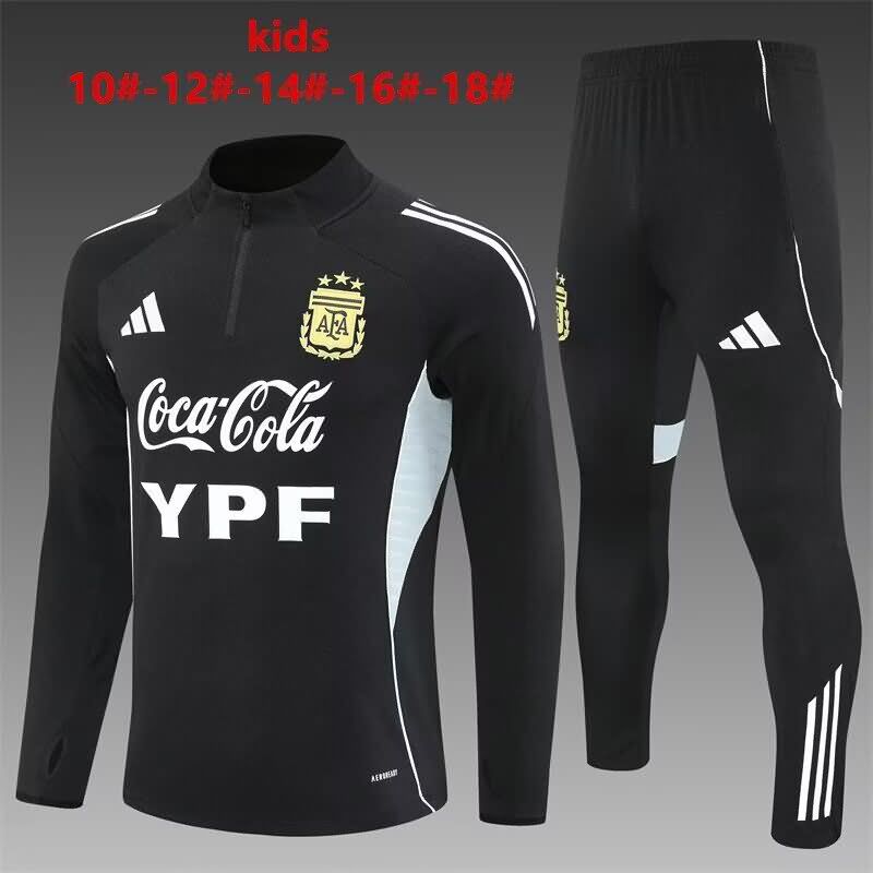 Kids - Thailand Quality(AAA) 2025 Argentina Black Soccer Tracksuit