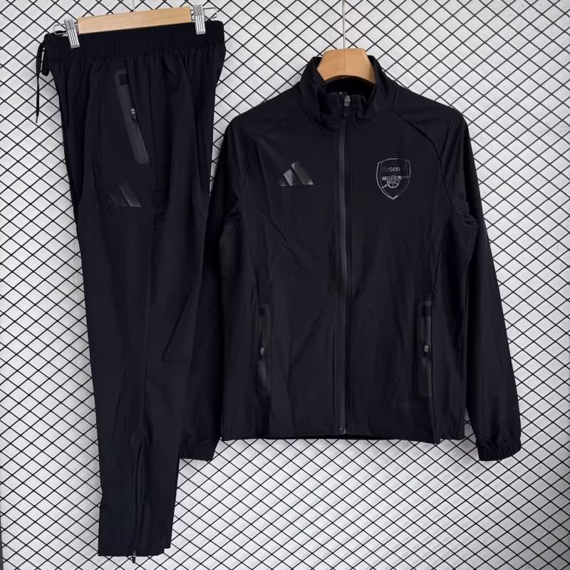 Thailand Quality(AAA) 25/26 Arsenal Black Soccer Tracksuit 03