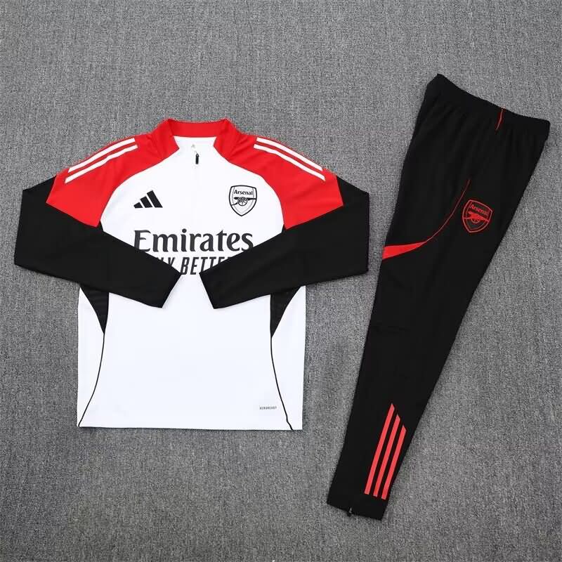 Thailand Quality(AAA) 25/26 Arsenal White Soccer Tracksuit