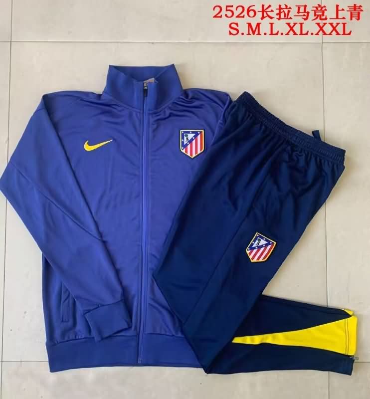 Thailand Quality(AAA) 25/26 Atletico Madrid Dark Blue Soccer Tracksuit 02