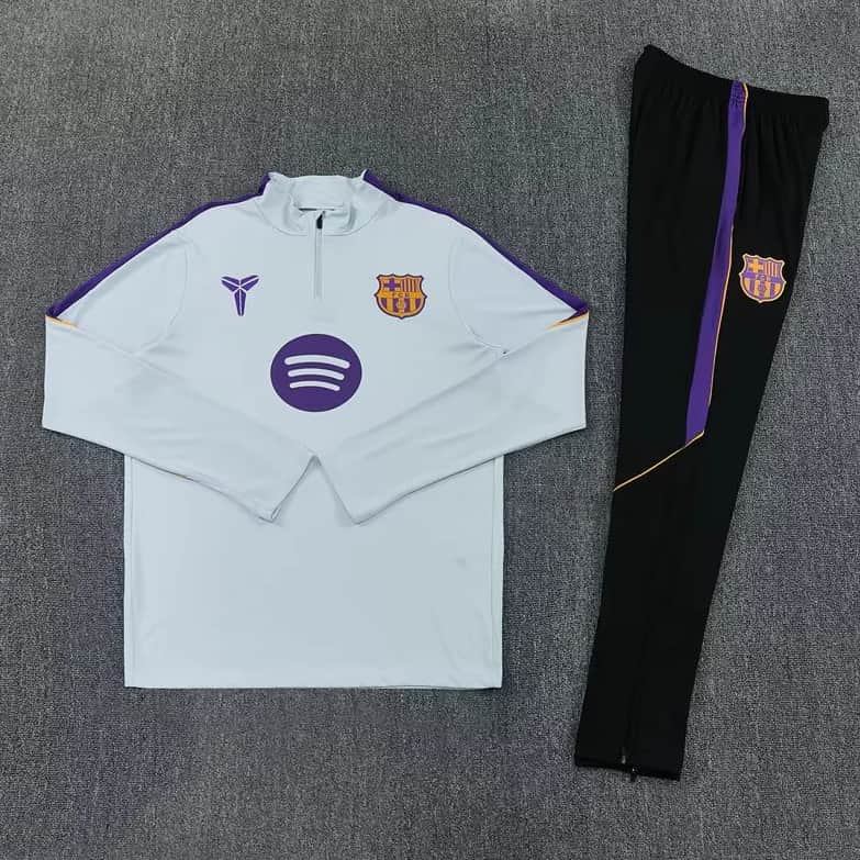 Thailand Quality(AAA) 25/26 Barcelona Grey Soccer Tracksuit 02