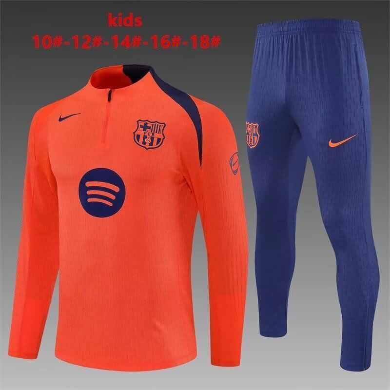 Kids - Thailand Quality(AAA) 25/26 Barcelona Orange Soccer Tracksuit