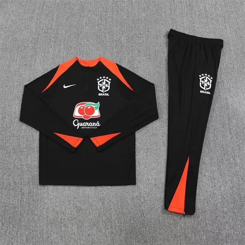Thailand Quality(AAA) 2025 Brazil Black Soccer Tracksuit
