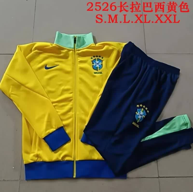 Thailand Quality(AAA) 2025 Brazil Yellow Soccer Tracksuit 02 Thailand Quality(AAA) 2025 Brazil Yellow Soccer Tracksuit 02