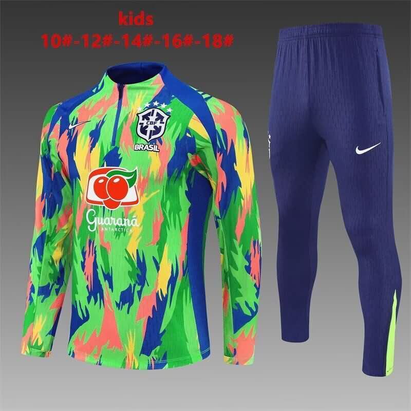 Kids - Thailand Quality(AAA) 2025 Brazil Green Soccer Tracksuit
