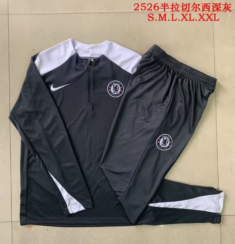 Thailand Quality(AAA) 25/26 Chelsea Black Soccer Tracksuit 02