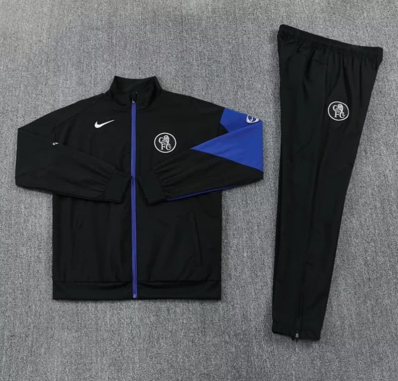 Thailand Quality(AAA) 25/26 Chelsea Black Soccer Tracksuit 05