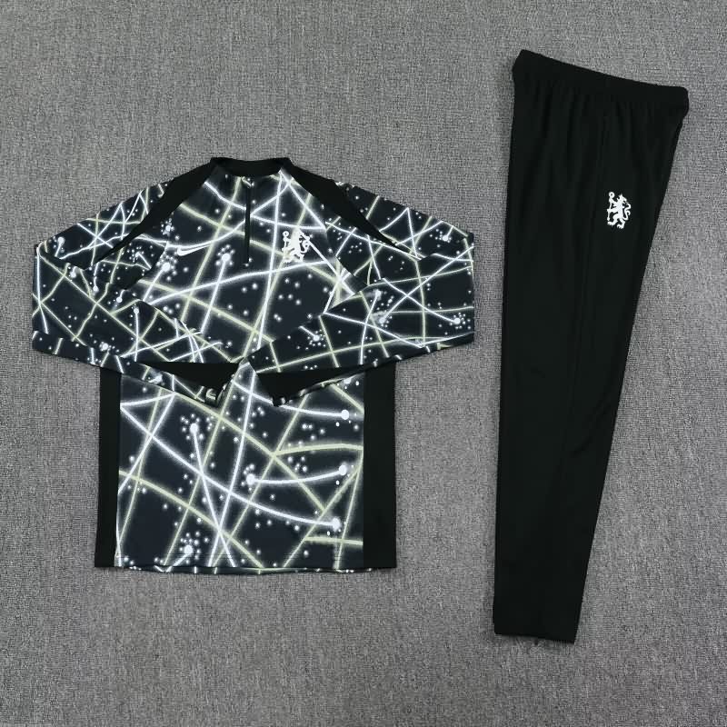 Thailand Quality(AAA) 25/26 Chelsea Black White Soccer Tracksuit