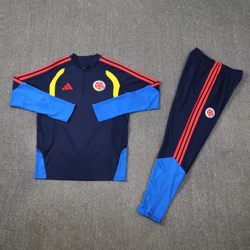Thailand Quality(AAA) 2026 Colombia Dark Blue Soccer Tracksuit 04