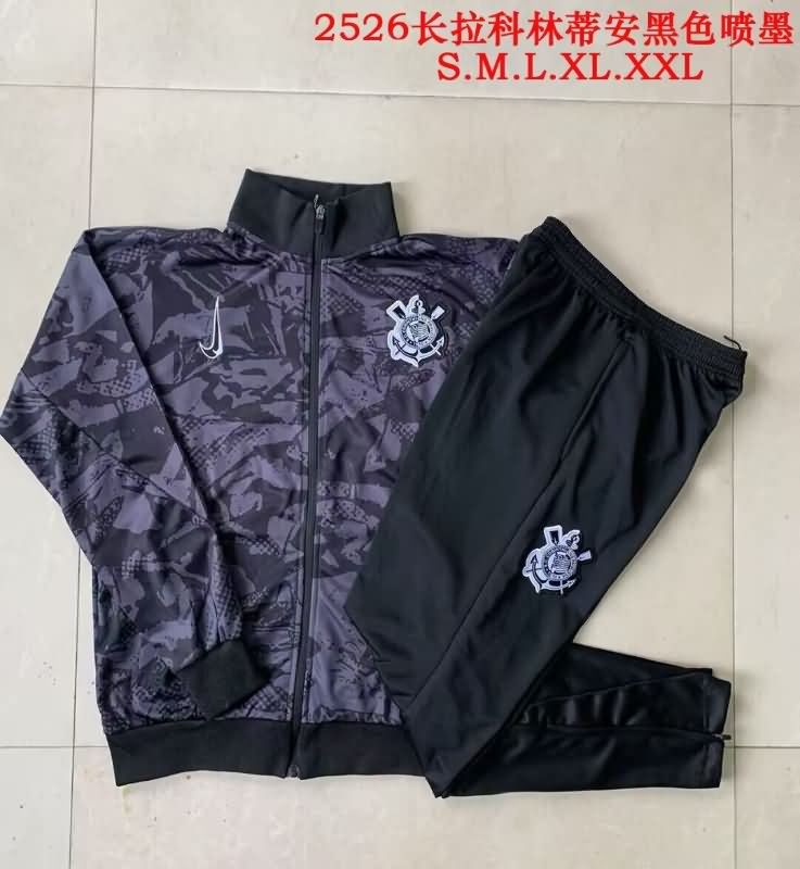Thailand Quality(AAA) 2025 Corinthians Black Soccer Tracksuit
