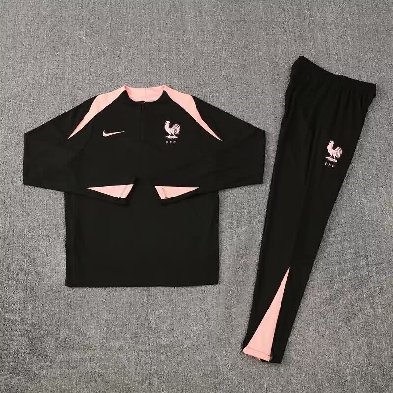 Thailand Quality(AAA) 2025 France Black Soccer Tracksuit