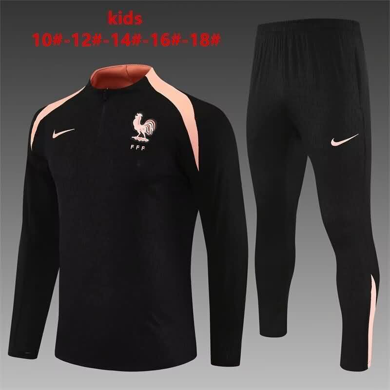 Kids - Thailand Quality(AAA) 2025 France Black Soccer Tracksuit