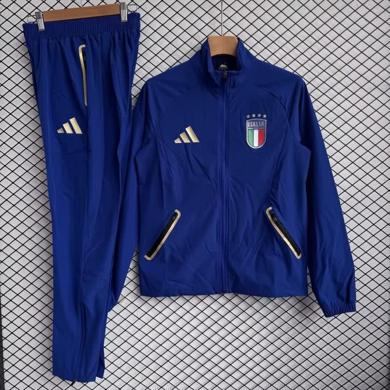 Thailand Quality(AAA) 2026 Italy Dark Blue Soccer Tracksuit