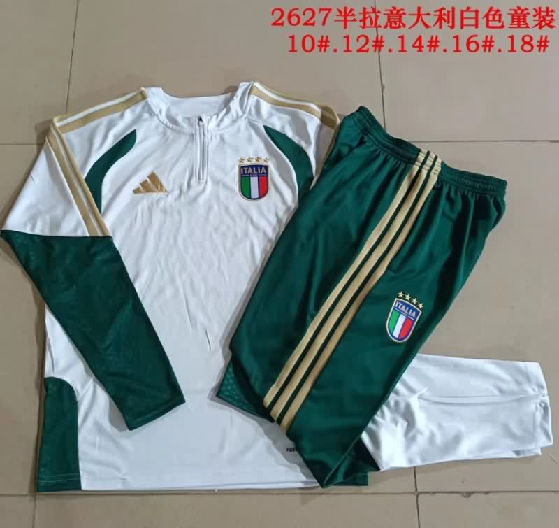 Kids - Thailand Quality(AAA) 2026 Italy White Soccer Tracksuit