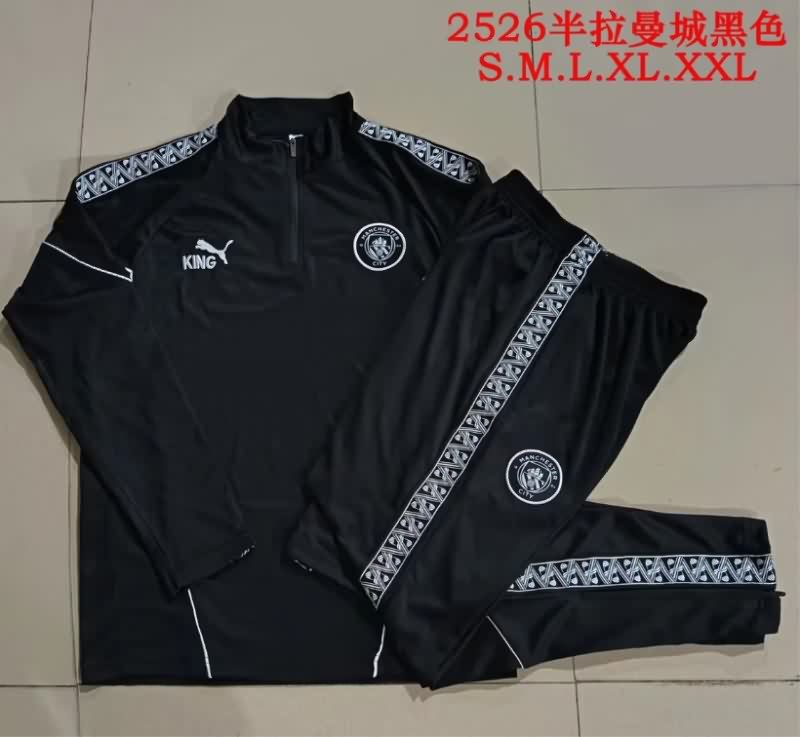 Thailand Quality(AAA) 25/26 Manchester City Black Soccer Tracksuit 02