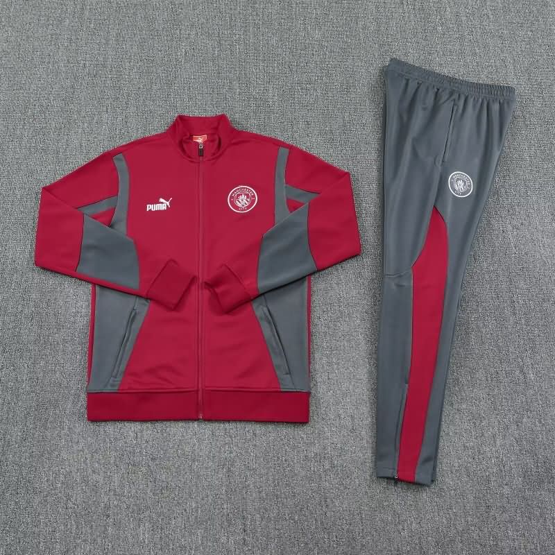 Thailand Quality(AAA) 25/26 Manchester City Red Soccer Tracksuit