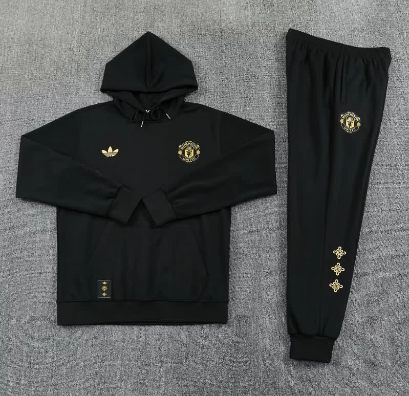 Thailand Quality(AAA) 25/26 Manchester United Black Soccer Tracksuit 07