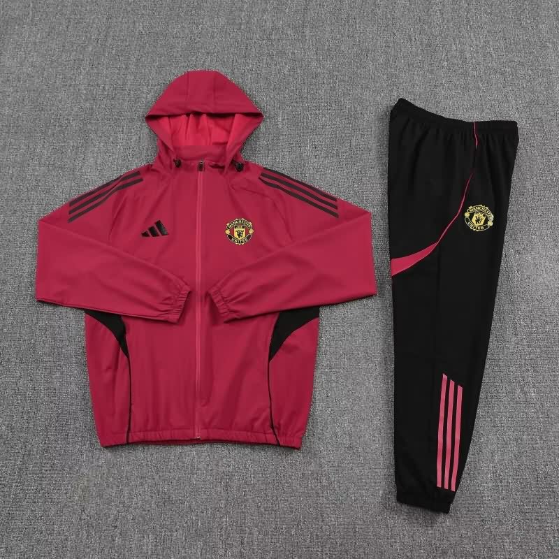 Thailand Quality(AAA) 25/26 Manchester United Red Soccer Tracksuit 02