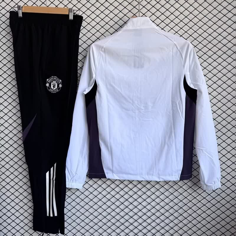 Thailand Quality(AAA) 25/26 Manchester United White Soccer Tracksuit 04