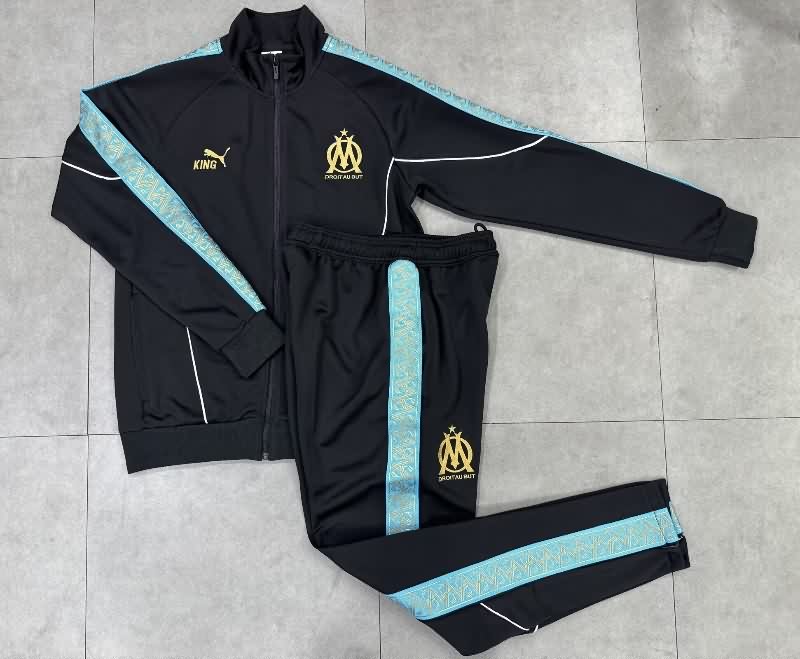 Thailand Quality(AAA) 25/26 Marseilles Black Soccer Tracksuit 02 Thailand Quality(AAA) 25/26 Marseilles Black Soccer Tracksuit 02