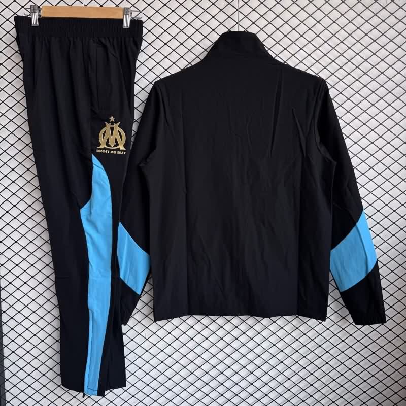 Thailand Quality(AAA) 25/26 Marseilles Black Soccer Tracksuit 03