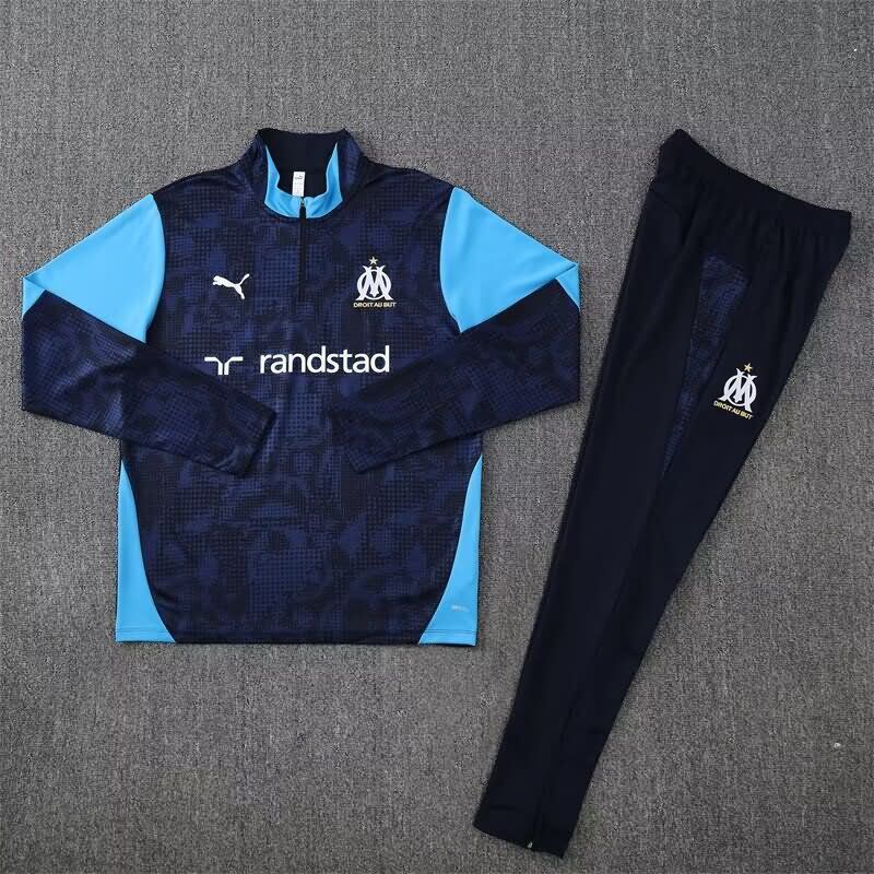 Thailand Quality(AAA) 25/26 Marseilles Dark Blue Soccer Tracksuit