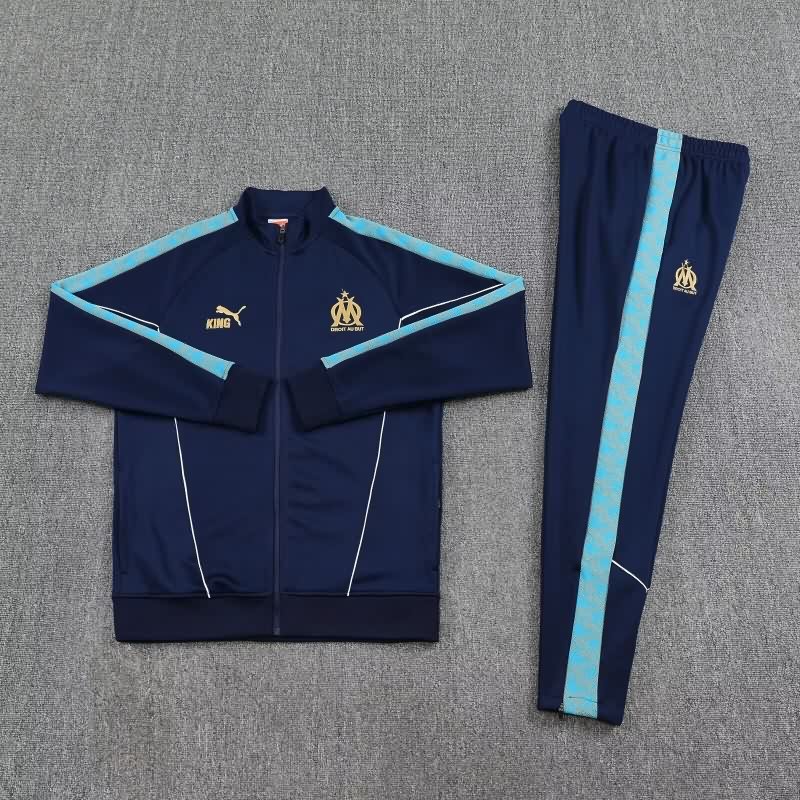 Thailand Quality(AAA) 25/26 Marseilles Dark Blue Soccer Tracksuit 02
