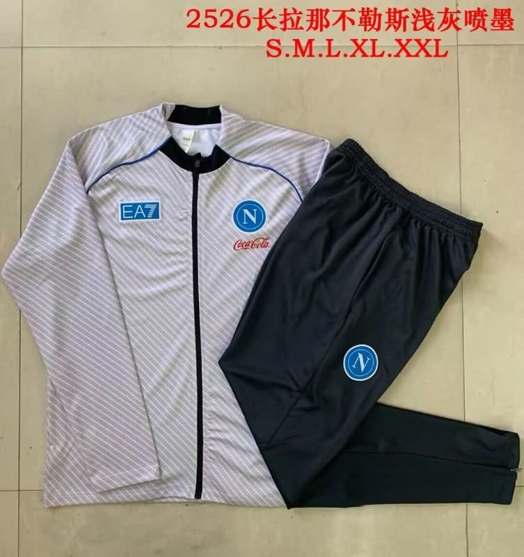 Thailand Quality(AAA) 25/26 Napoli Light Grey Soccer Tracksuit
