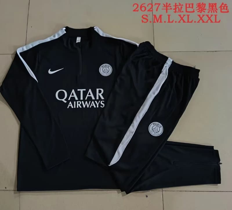 Thailand Quality(AAA) 25/26 Paris St Germain Black Soccer Tracksuit 11