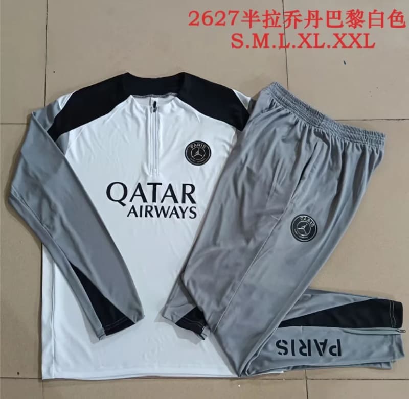 Thailand Quality(AAA) 25/26 Paris St Germain White Soccer Tracksuit 07