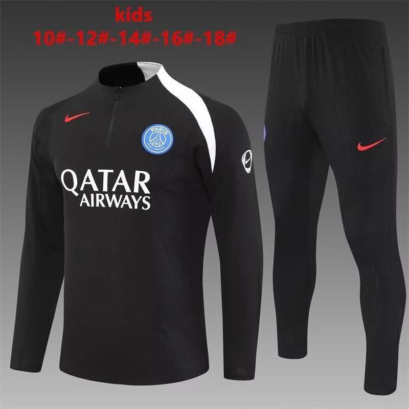 Kids - Thailand Quality(AAA) 25/26 Paris St Germain Black Soccer Tracksuit 04