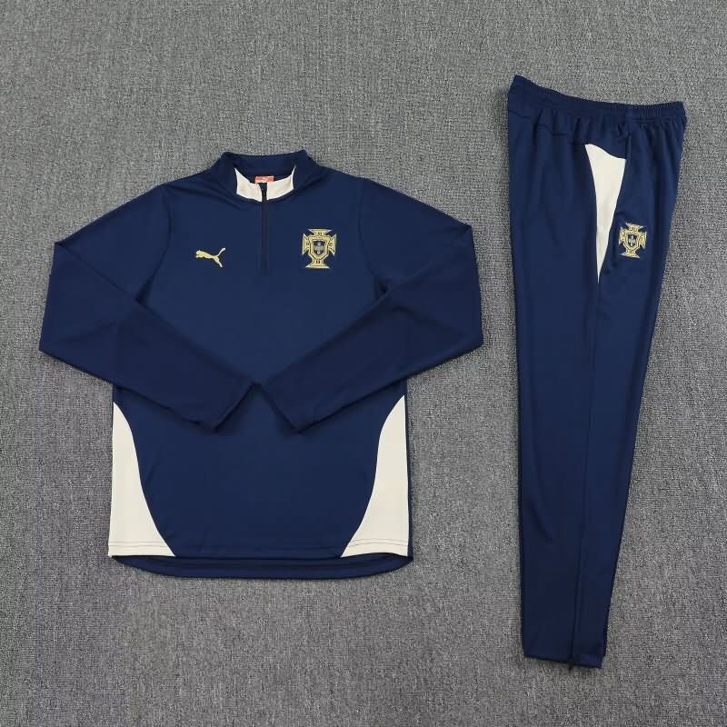 Thailand Quality(AAA) 2025 Portugal Dark Blue Soccer Tracksuit