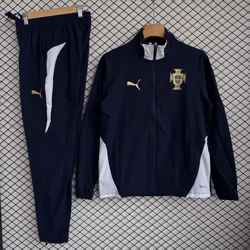 Thailand Quality(AAA) 2025 Portugal Dark Blue Soccer Tracksuit 02