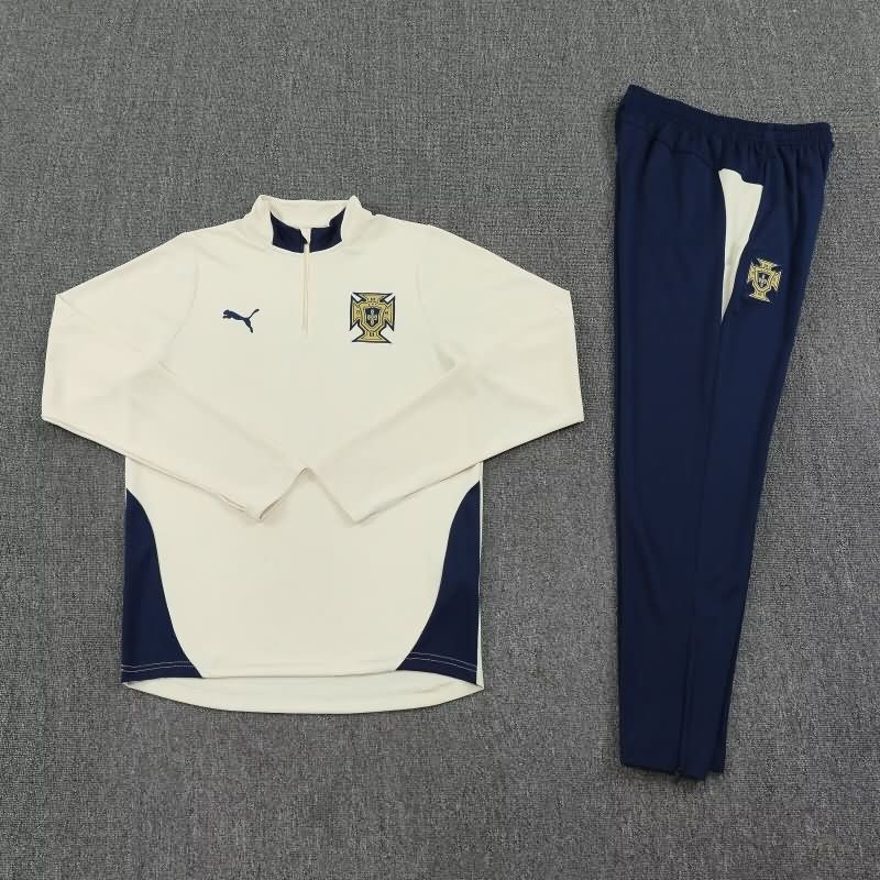 Thailand Quality(AAA) 2025 Portugal Light Yellow Soccer Tracksuit