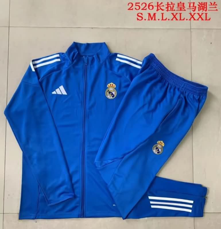 Thailand Quality(AAA) 25/26 Real Madrid Blue Soccer Tracksuit 02