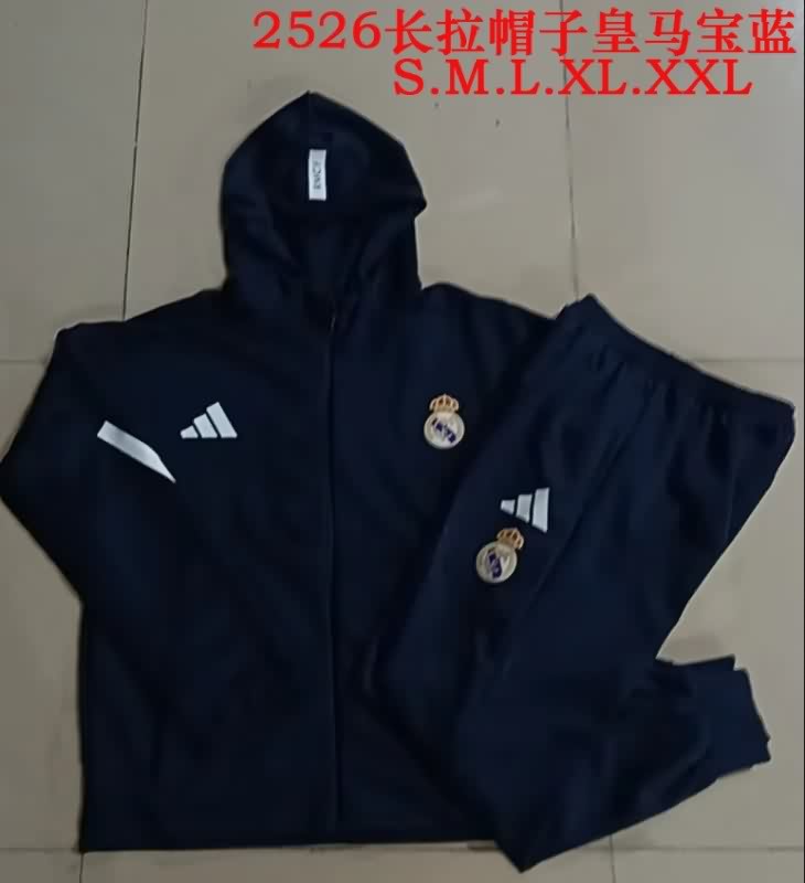 Thailand Quality(AAA) 25/26 Real Madrid Dark Blue Soccer Tracksuit 09 Thailand Quality(AAA) 25/26 Real Madrid Dark Blue Soccer Tracksuit 09