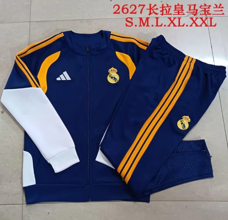 Thailand Quality(AAA) 25/26 Real Madrid Dark Blue Soccer Tracksuit 10