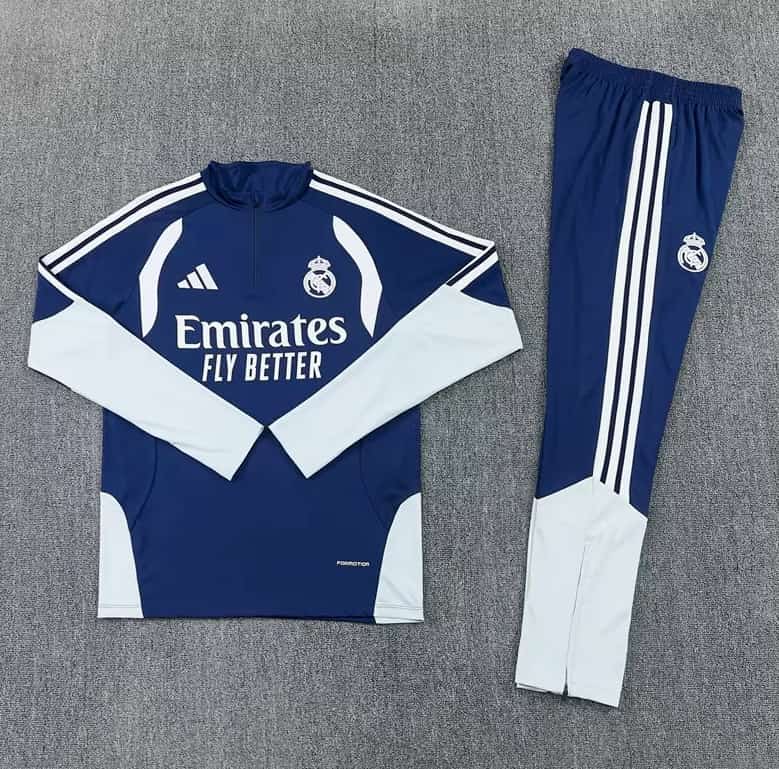 Thailand Quality(AAA) 25/26 Real Madrid Dark Blue Soccer Tracksuit 11
