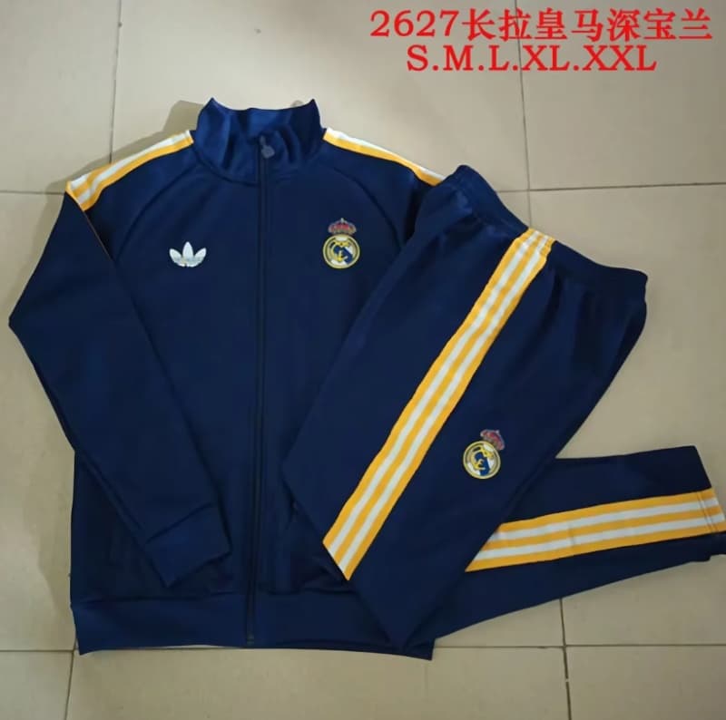 Thailand Quality(AAA) 25/26 Real Madrid Dark Blue Soccer Tracksuit 12