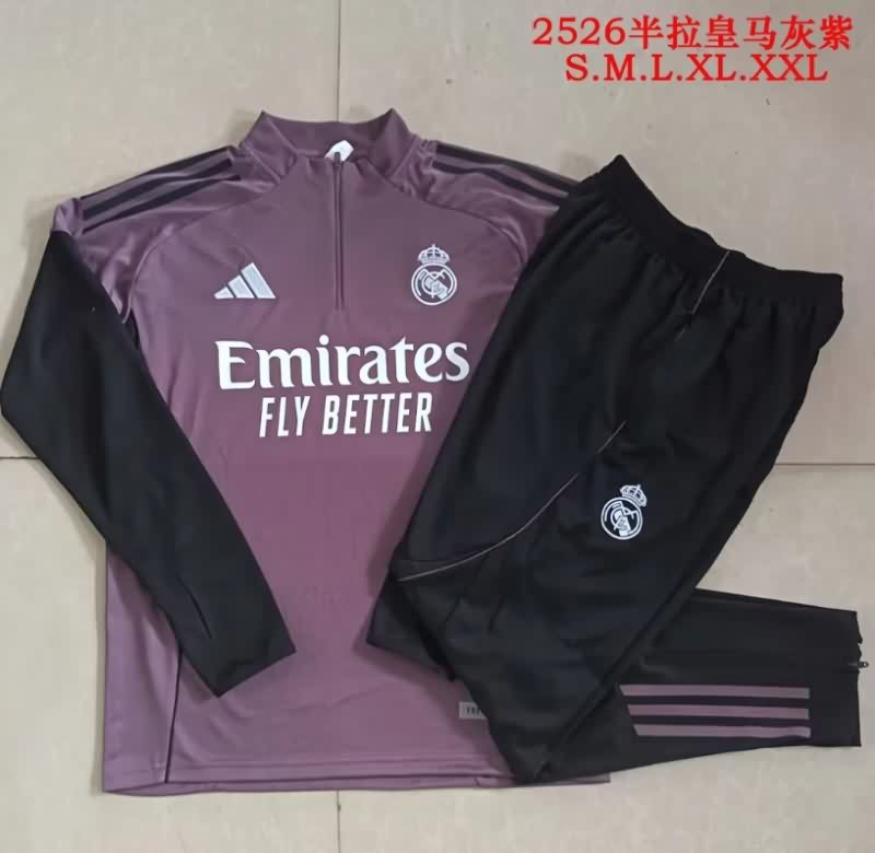Thailand Quality(AAA) 25/26 Real Madrid Purple Soccer Tracksuit