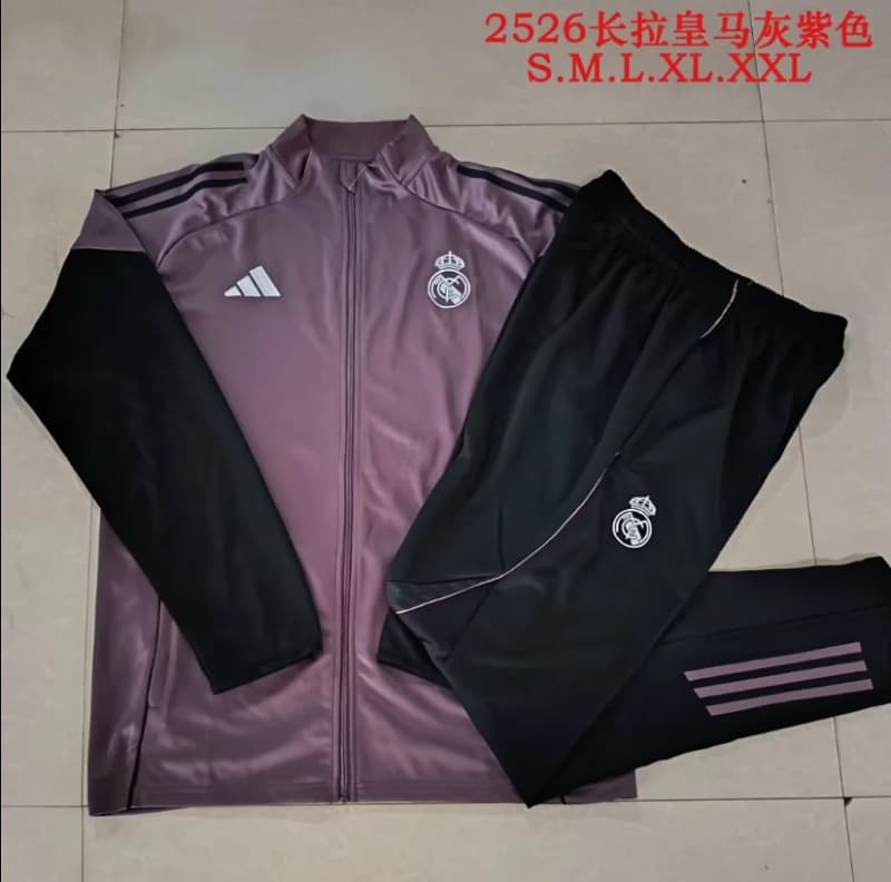 Thailand Quality(AAA) 25/26 Real Madrid Purple Soccer Tracksuit 02
