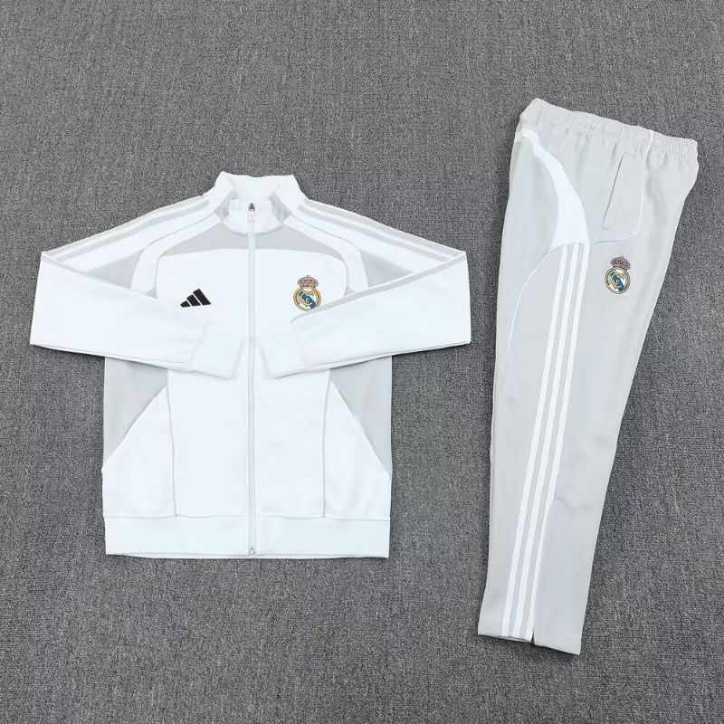 Thailand Quality(AAA) 25/26 Real Madrid White Soccer Tracksuit 04