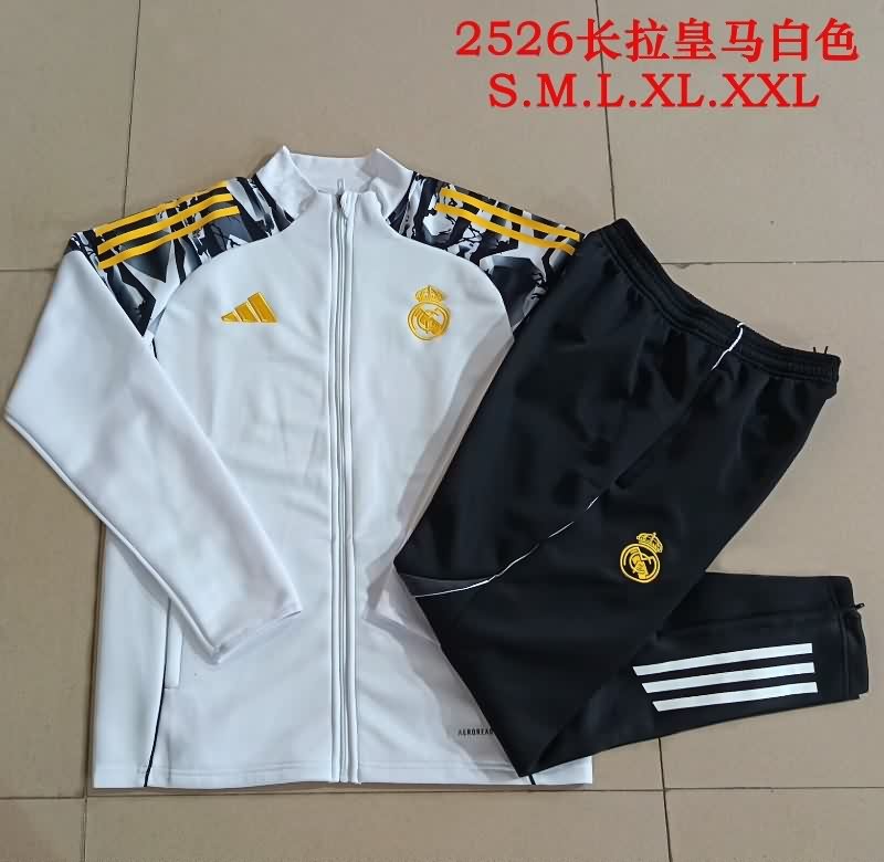 Thailand Quality(AAA) 25/26 Real Madrid White Soccer Tracksuit 14