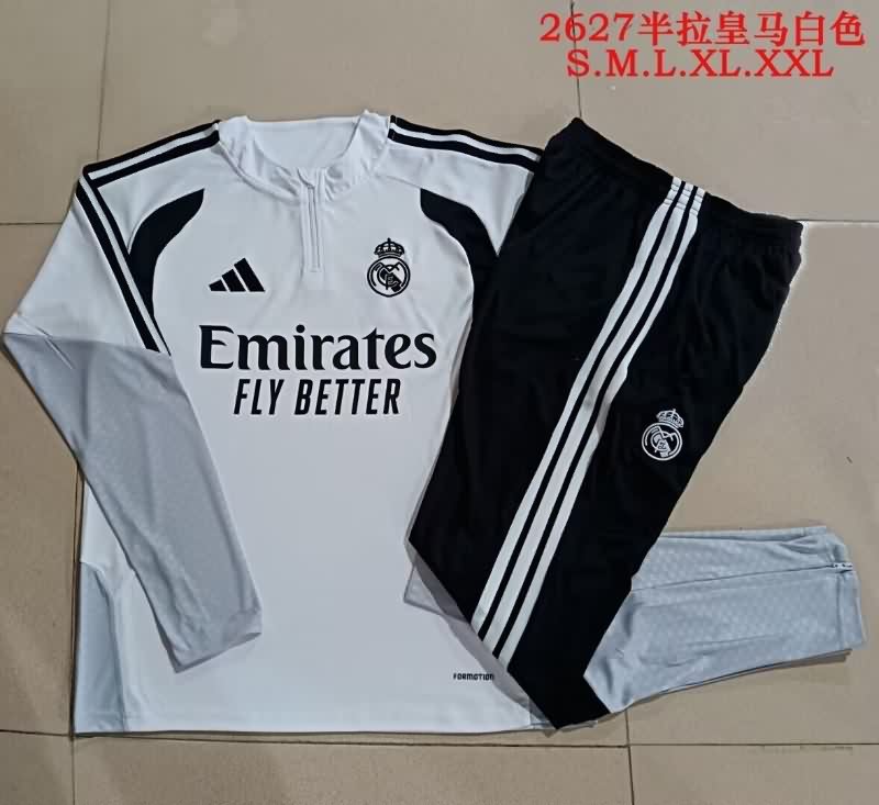 Thailand Quality(AAA) 25/26 Real Madrid White Soccer Tracksuit 15