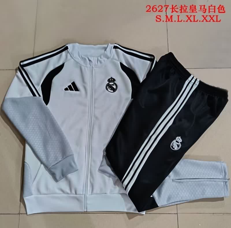 Thailand Quality(AAA) 25/26 Real Madrid White Soccer Tracksuit 16