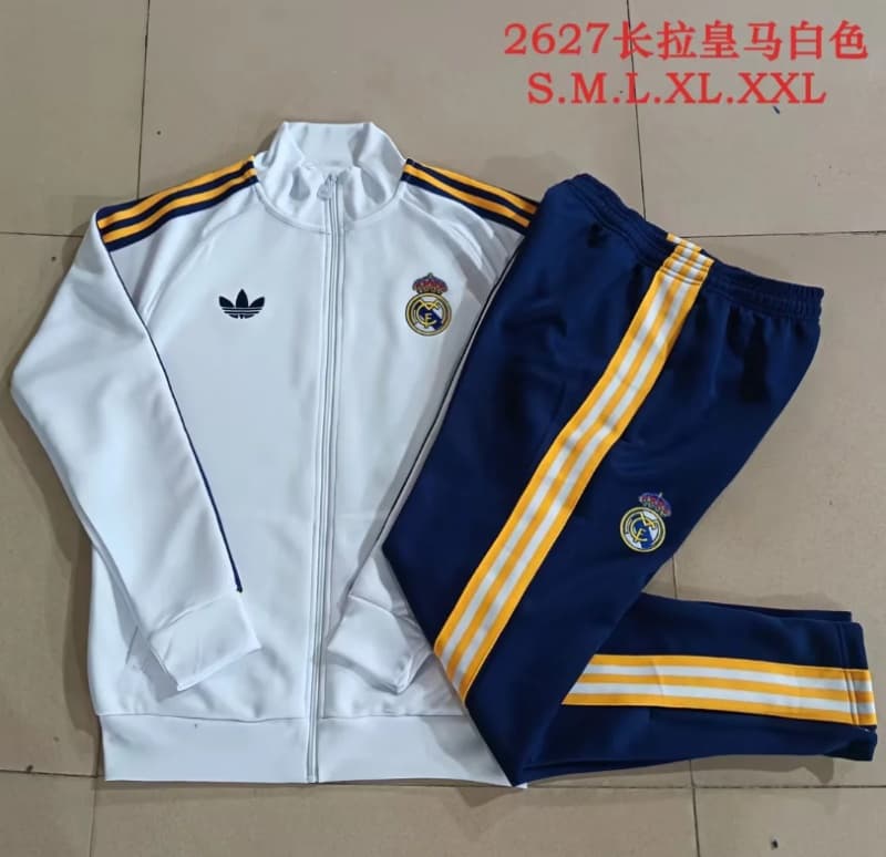 Thailand Quality(AAA) 25/26 Real Madrid White Soccer Tracksuit 19